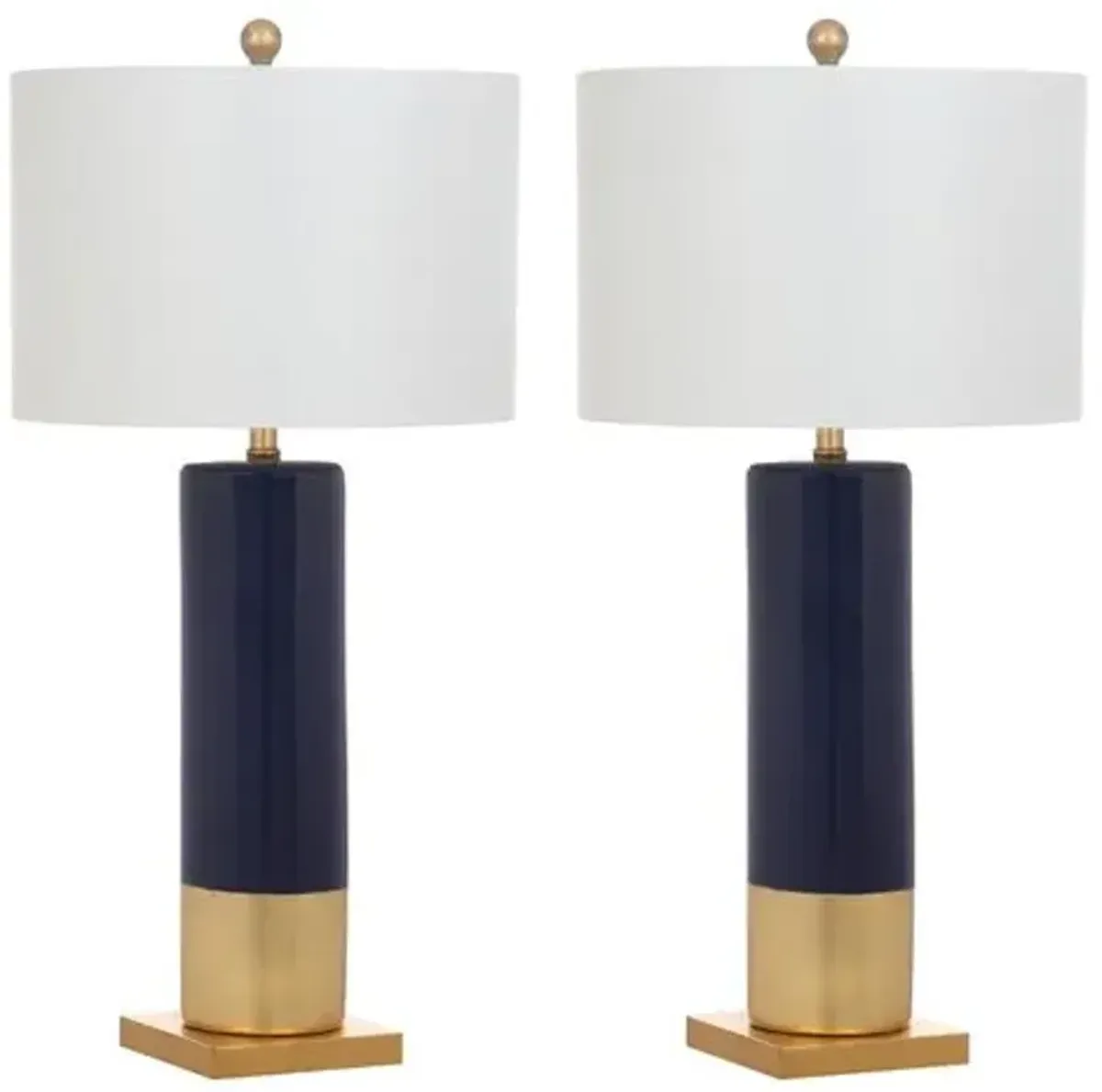 Set of 2 Calus Table Lamps - Navy/Gold