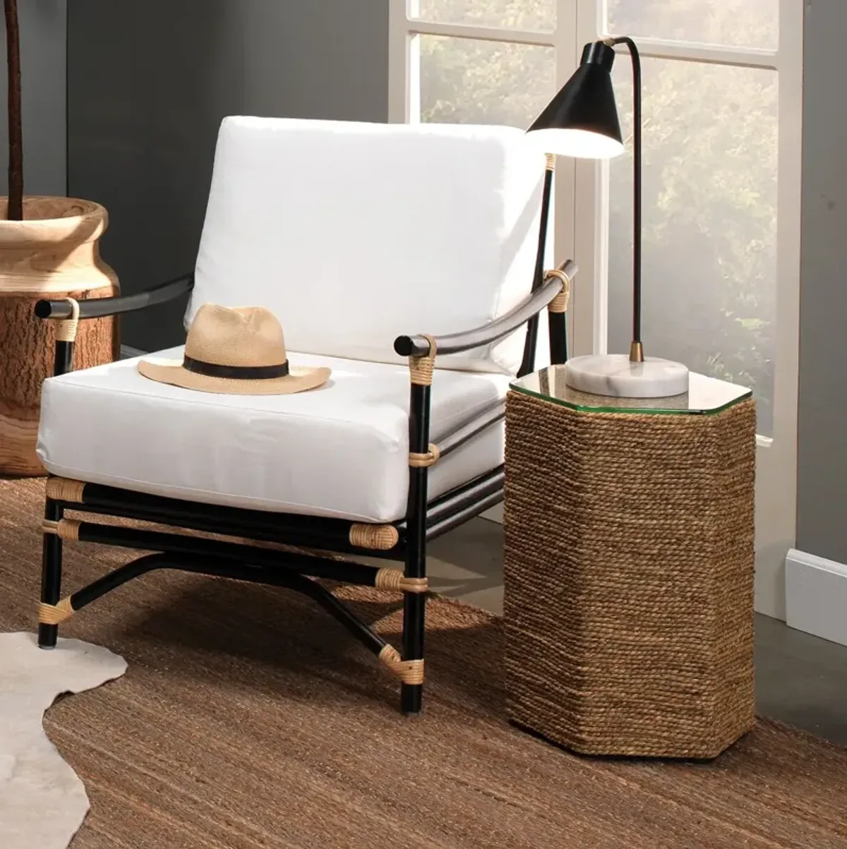 Peninsula Sea Grass Side Table, Natural