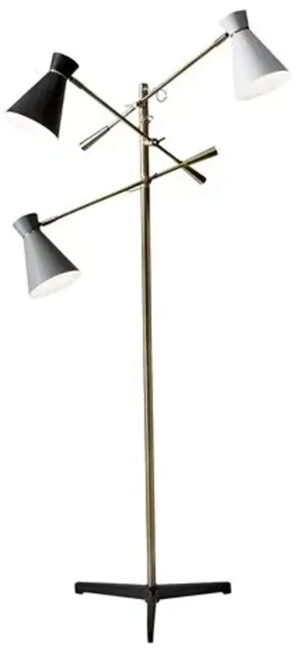 Gracie 3-Arm Floor Lamp - Antiqued Brass