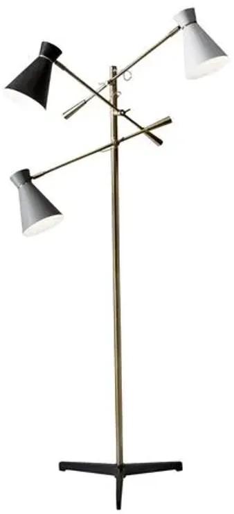 Gracie 3-Arm Floor Lamp - Antiqued Brass