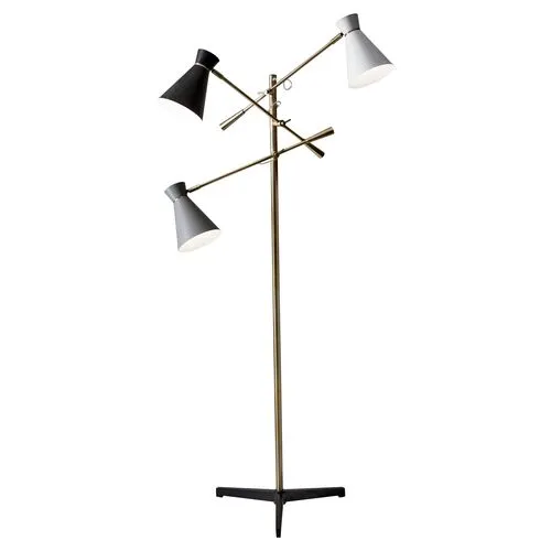 Gracie 3-Arm Floor Lamp - Antiqued Brass