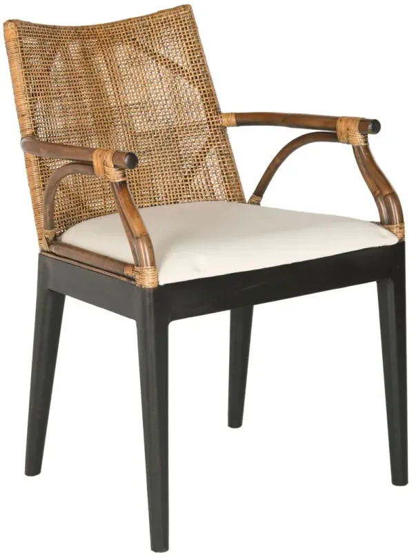 Gianni Rattan Back Armchair, Natural/White