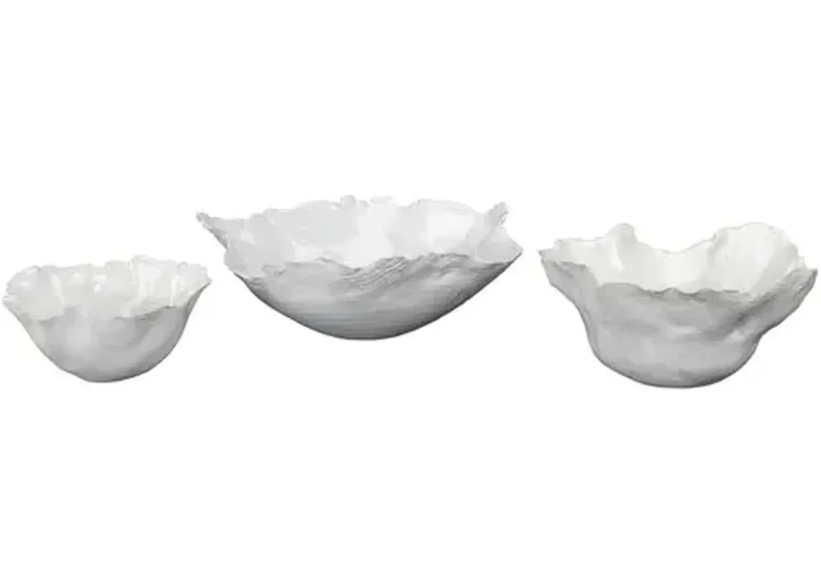 Asst. of 3 Fleur Bowls - White - Jamie Young Co.