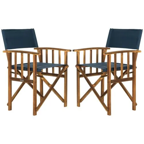 Miles Outdoor Director's Chairs - Navy/Natural - Blue