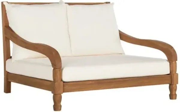Baker Outdoor Acacia Wood Loveseat - Beige