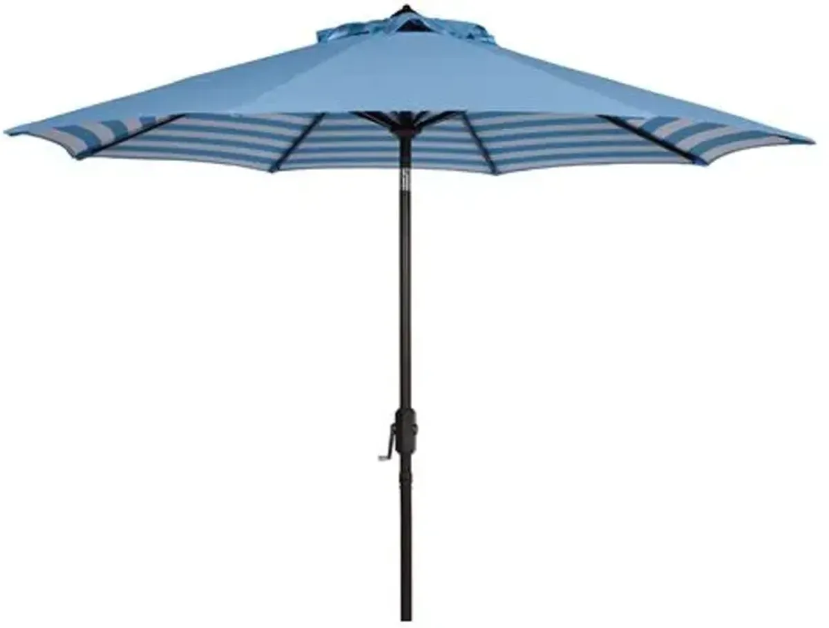 Hannah Outdoor Patio Umbrella - Blue/White Stripe