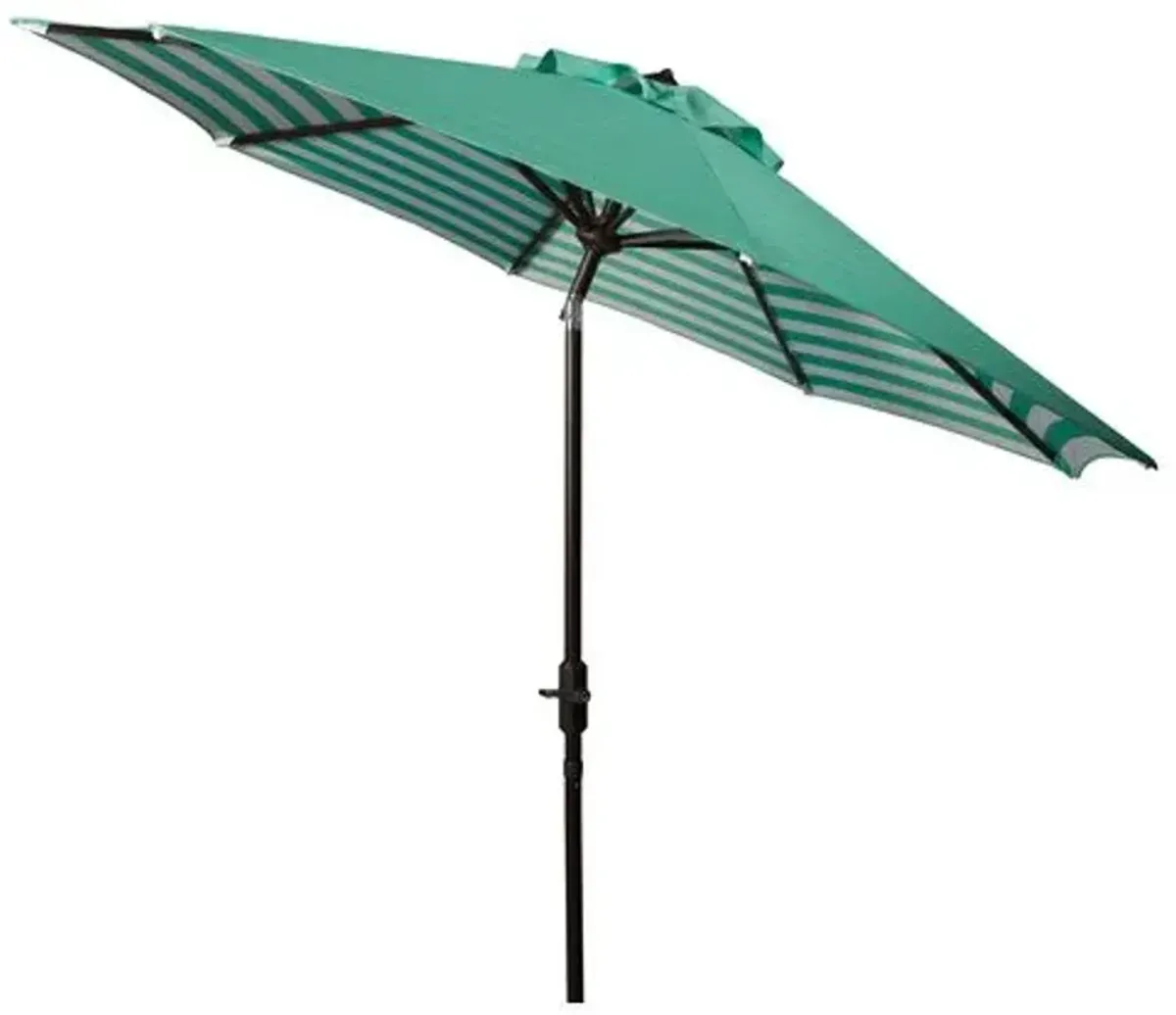 Hannah Outdoor Patio Umbrella - Dark Green/White Stripe