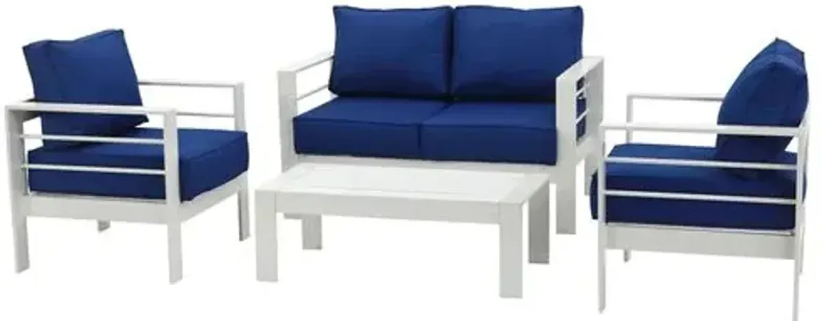 Nason 4-Pc Outdoor Lounge Set - Navy - Blue