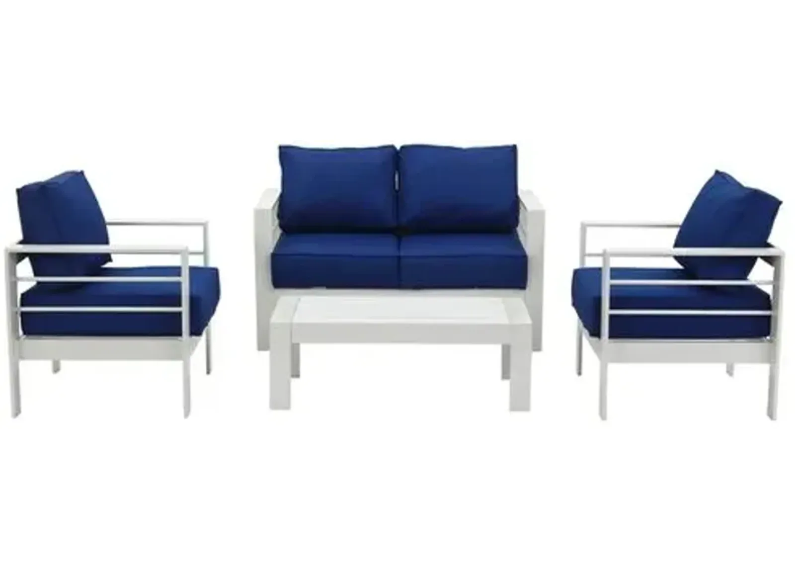 Nason 4-Pc Outdoor Lounge Set - Navy - Blue