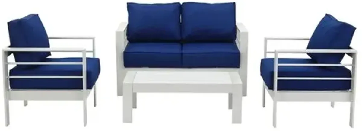 Nason 4-Pc Outdoor Lounge Set - Navy - Blue