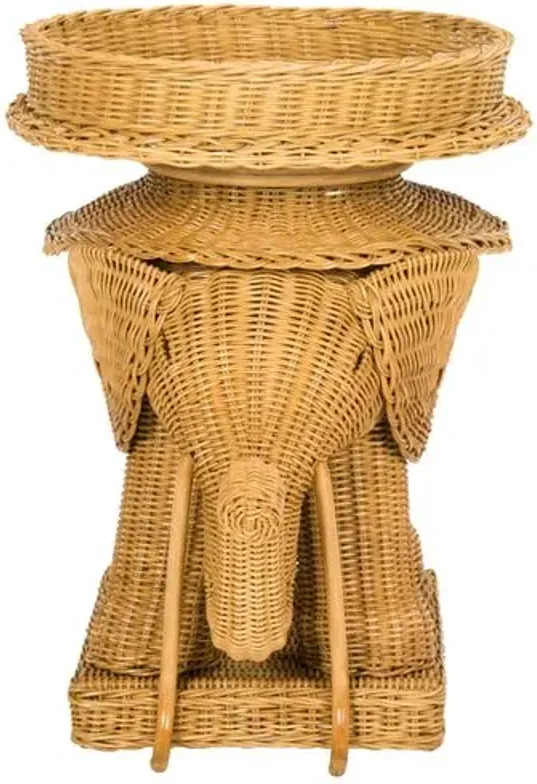 Milo Elpehant Rattan Side Table - Natural - Beige