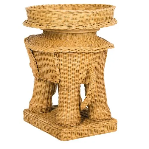 Milo Elpehant Rattan Side Table - Natural - Beige