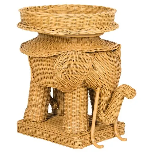 Milo Elpehant Rattan Side Table - Natural - Beige