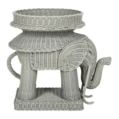 Milo Elpehant Rattan Side Table - Gray