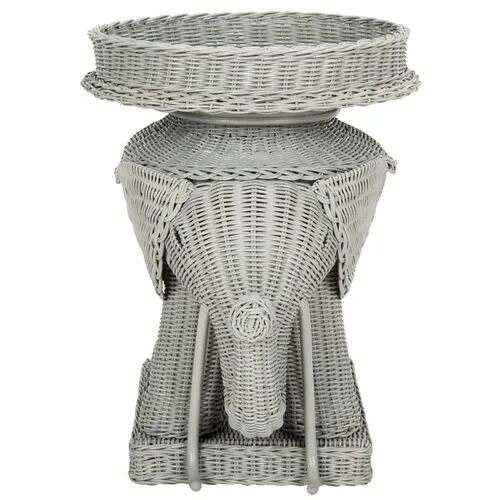 Milo Elpehant Rattan Side Table - Gray