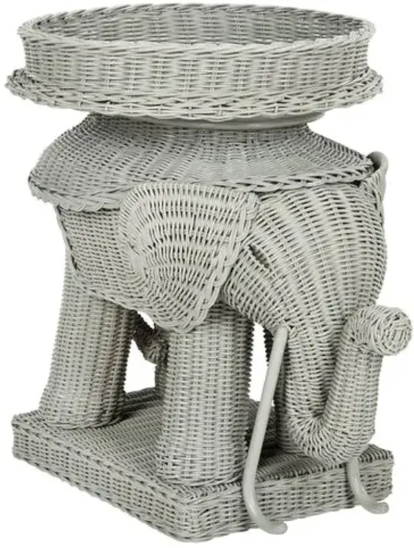Milo Elephant Rattan Side Table - Gray