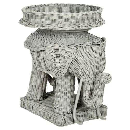 Milo Elpehant Rattan Side Table - Gray