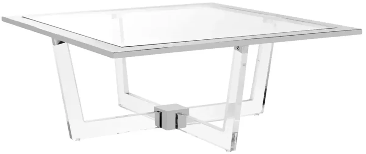 Hermina Coffee Table, Acrylic/Polished Silver