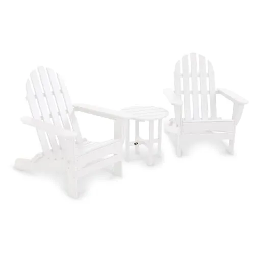 Classic 3-Pc Outdoor Adirondack Chair Set - White