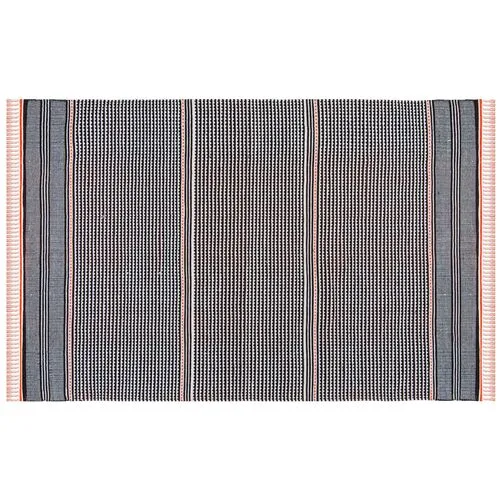 West Flat-Weave Rug - Orange - Black - Black