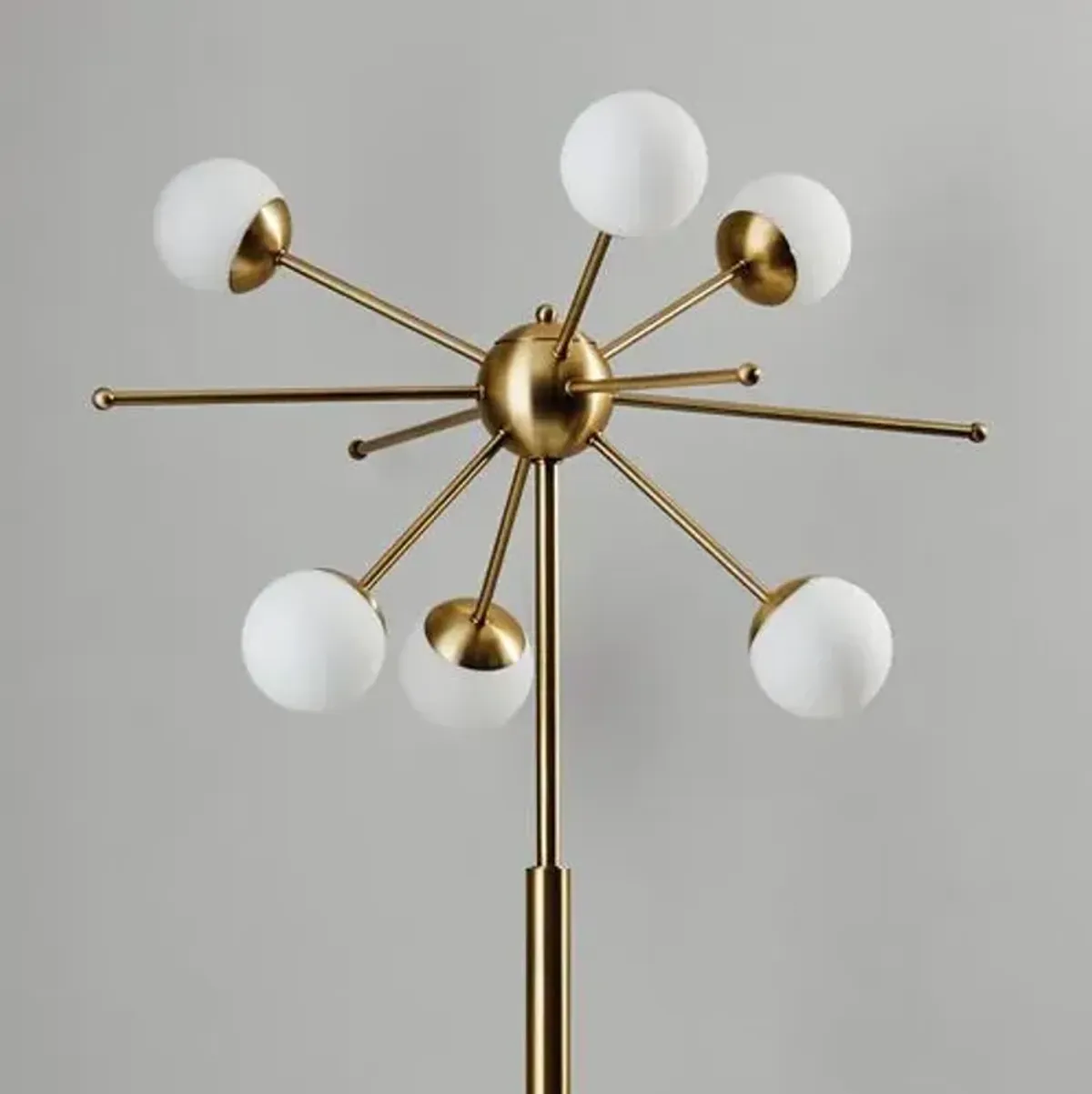 Dempster Floor Lamp - Antiqued Brass/White