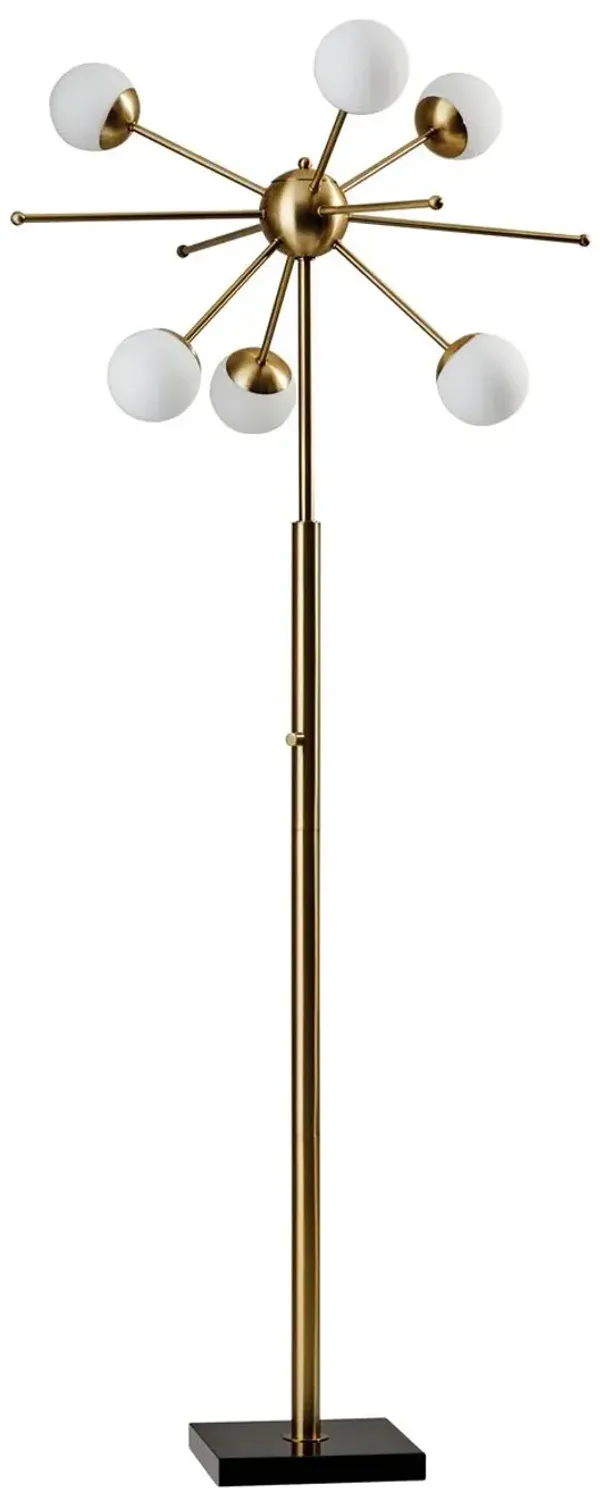 Dempster Floor Lamp - Antiqued Brass/White
