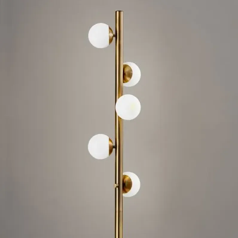 Dempster Tree Floor Lamp - Antiqued Brass/White