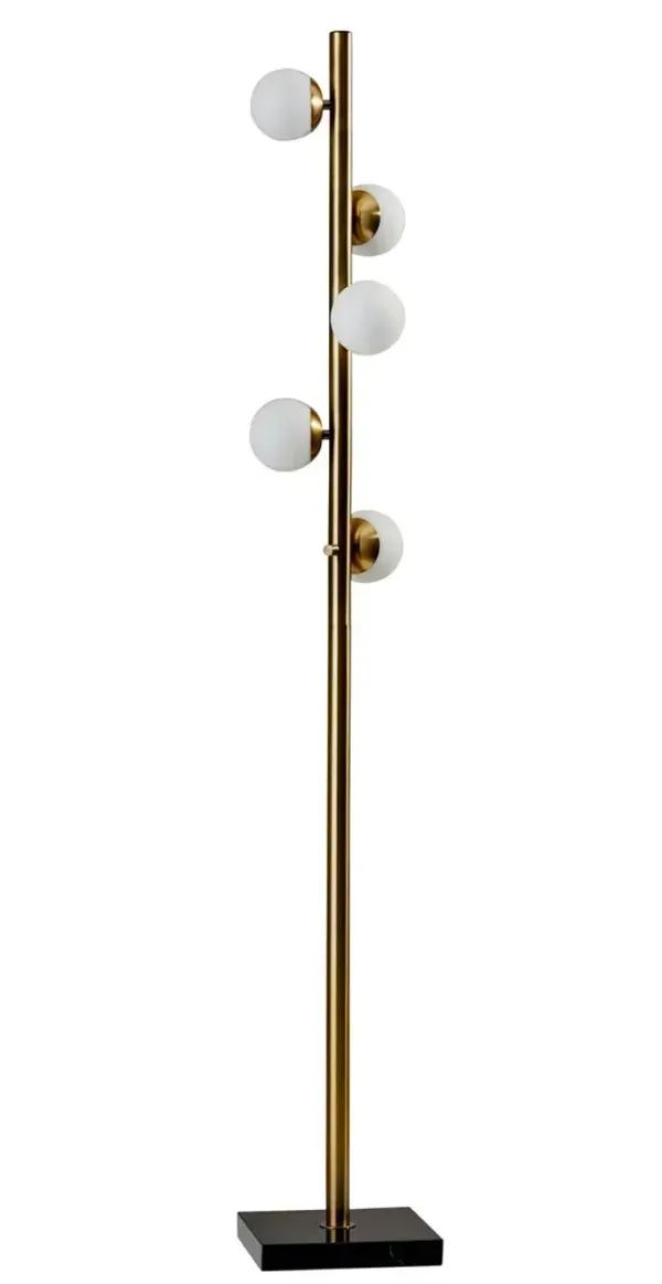Dempster Tree Floor Lamp - Antiqued Brass/White