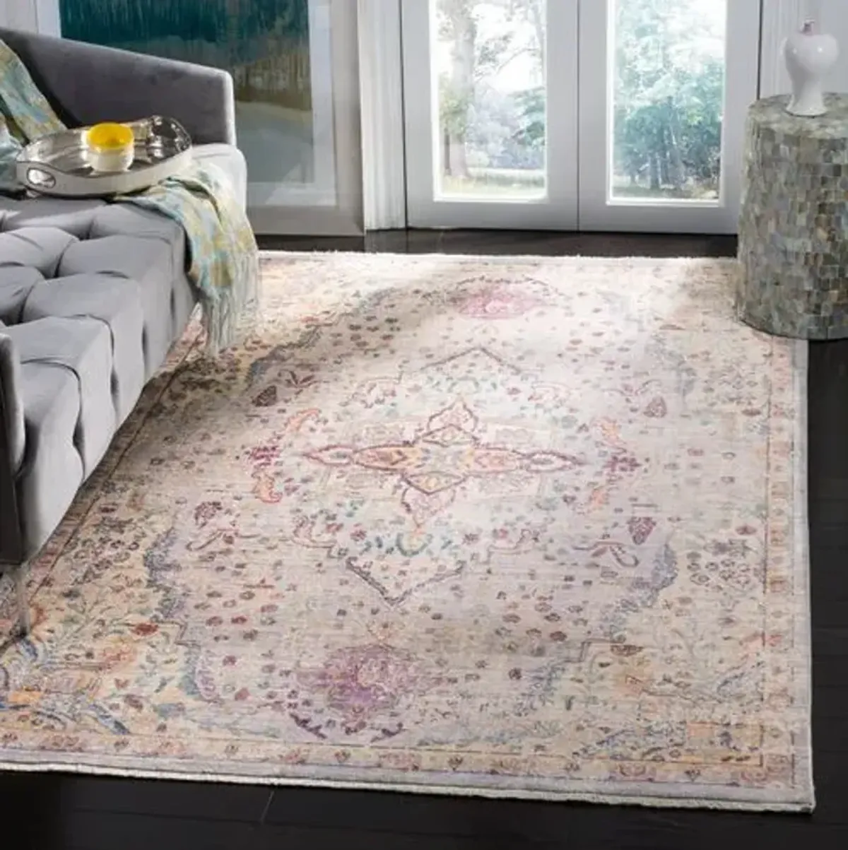 Poji Rug - Lilac/Light Gray - Ivory - Ivory