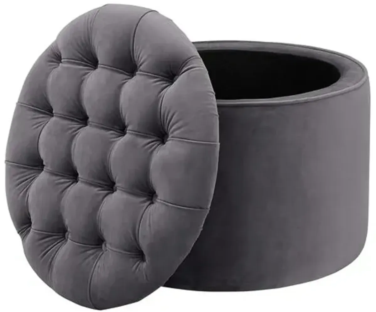 Mia Storage Ottoman - Gray Velvet