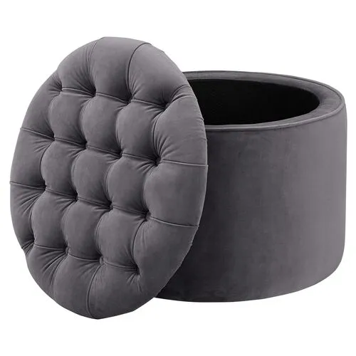 Mia Storage Ottoman - Gray Velvet