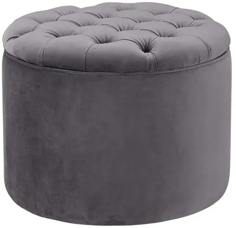 Mia Storage Ottoman - Gray Velvet