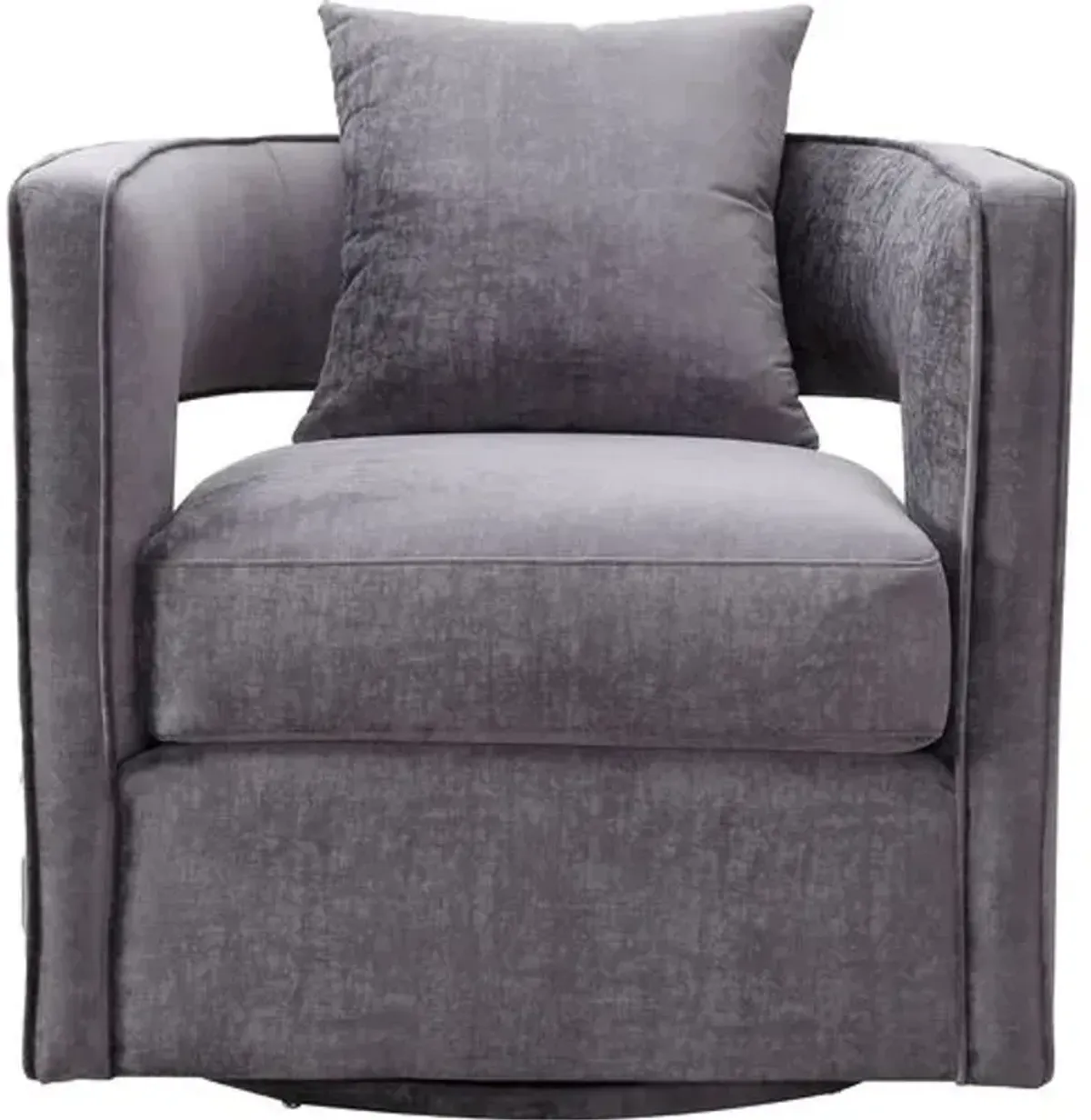 Maura Velvet Swivel Chair - Gray - Handcrafted