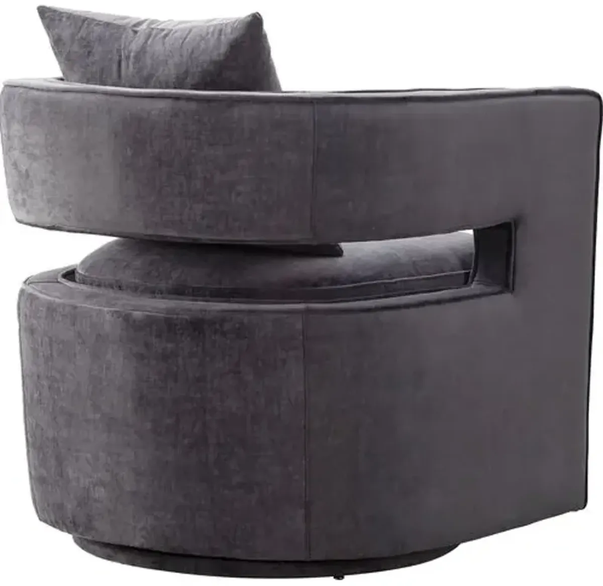 Maura Velvet Swivel Chair - Gray - Handcrafted