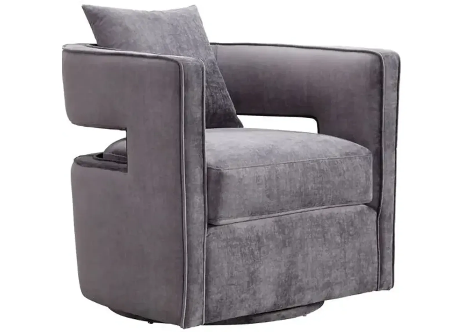 Maura Velvet Swivel Chair - Gray - Handcrafted