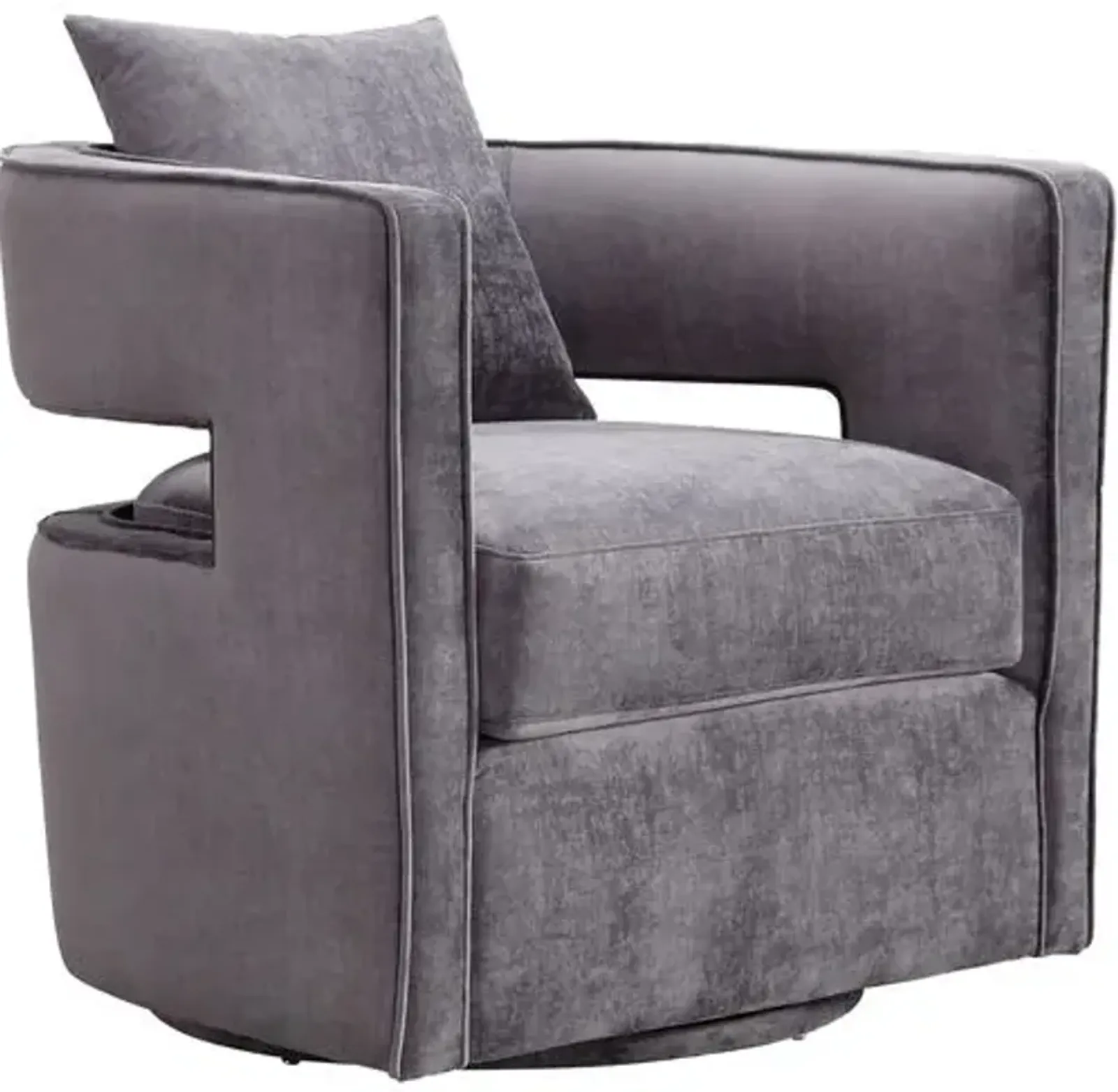 Maura Velvet Swivel Chair - Gray - Handcrafted