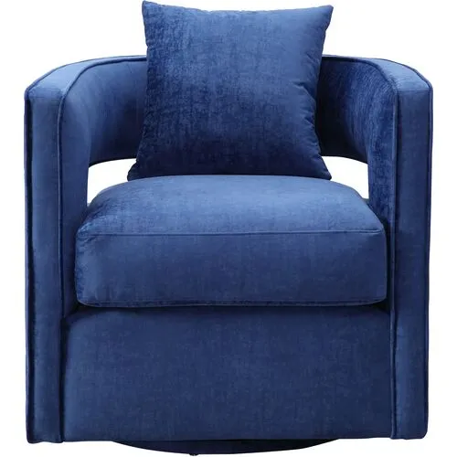 Maura Velvet Swivel Chair - Navy - Handcrafted