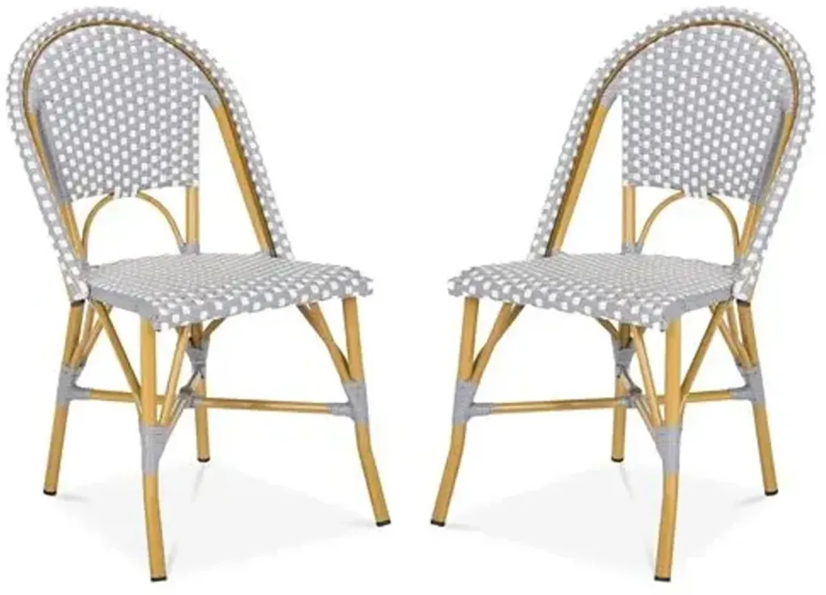 Set of 2 Odeon Stackable Outdoor Bistro Side Chairs - Gray