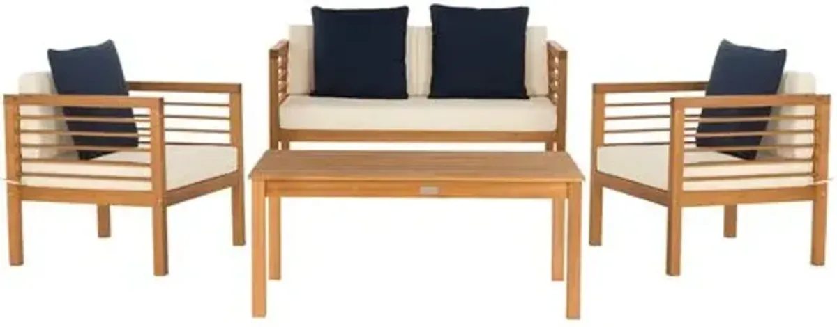 Perth 4-Pc Outdoor Lounge Set - Navy/White