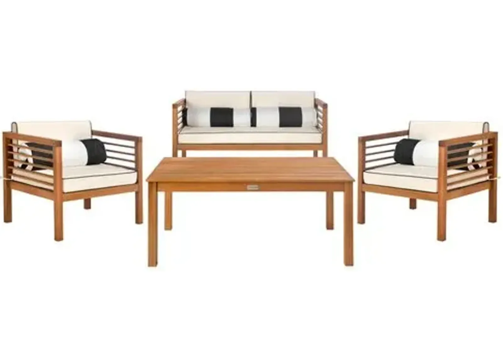 Alda Outdoor Lounge Set - Black/White - Ivory