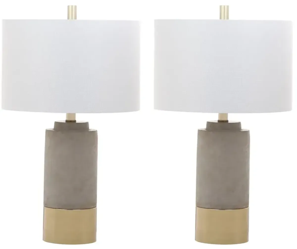 Set of 2 Chloe Concrete Table Lamps - Gray/Gold