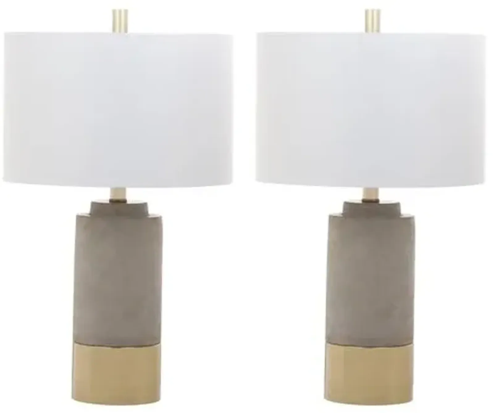 Set of 2 Chloe Concrete Table Lamps - Gray/Gold