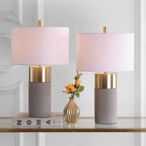 Set of 2 Chloe Concrete Table Lamps - Gold/Grey