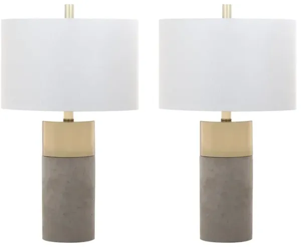 Set of 2 Chloe Concrete Table Lamps - Gold/Grey