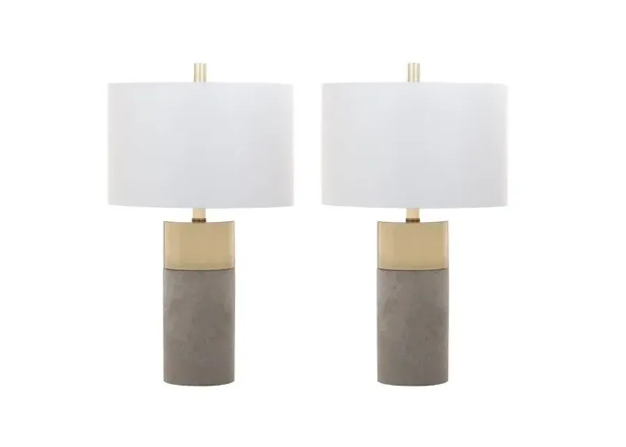 Set of 2 Chloe Concrete Table Lamps - Gold/Grey