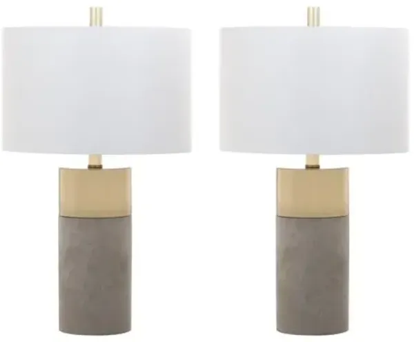 Set of 2 Chloe Concrete Table Lamps - Gold/Grey