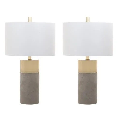 Set of 2 Chloe Concrete Table Lamps - Gold/Grey