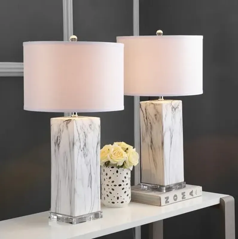 Set of 2 Addie Table Lamps - Black/White Marble