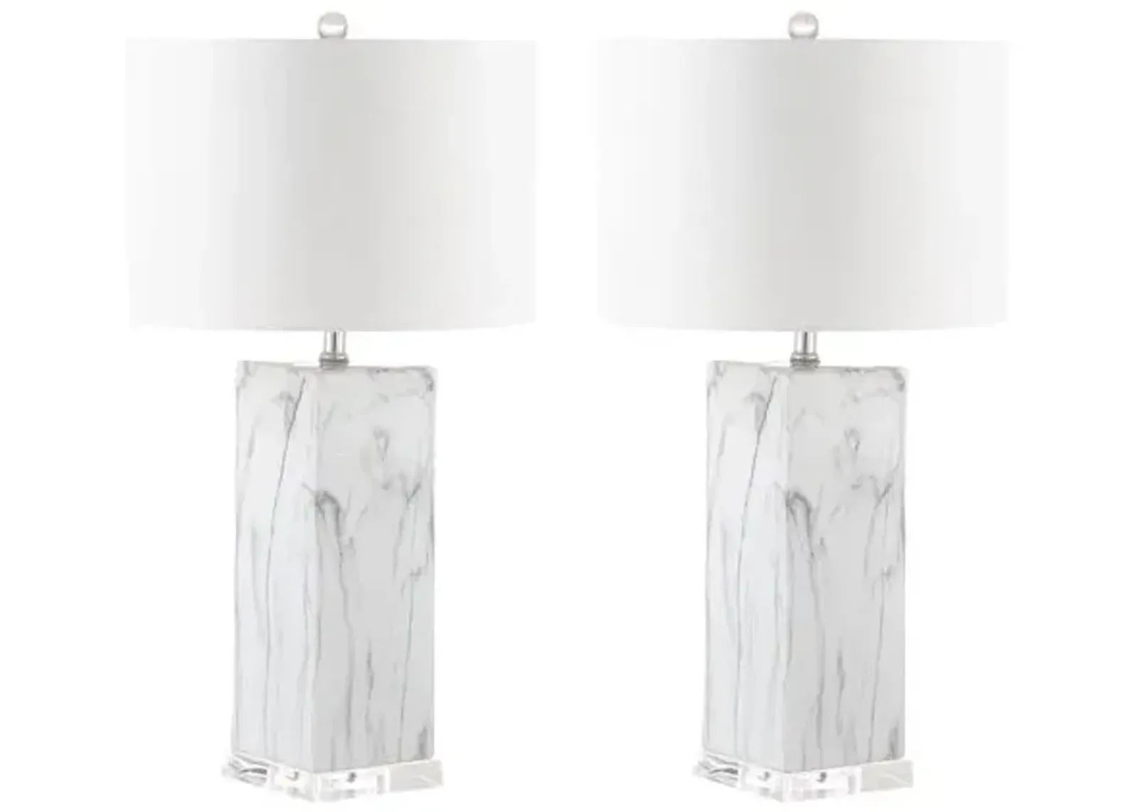 Set of 2 Addie Table Lamps - Black/White Marble