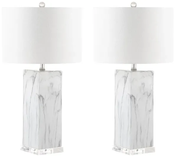 Set of 2 Addie Table Lamps - Black/White Marble